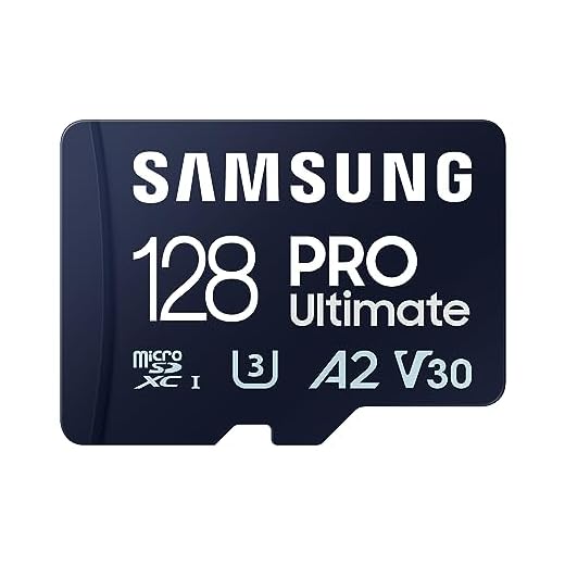 SAMSUNG PRO Ultimate microSD Memory Card + Adapter, 128GB microSDXC, Up to 200 MB/s, 4K UHD, UHS-I, Class 10, U3,V30, A2 for GoPRO Action Cam, DJI Drone, Gaming, Phones, Tablets, MB-MY128SA/AM
