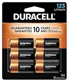 Duracell CR123A 3V Lithium Battery, 6 Count Pack, 123 3 Volt High Power Lithium Battery, Long-Lasting for Home Safety and Security Devices, High-Intensity Flashlights, and Home Automation