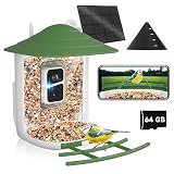 Solar Bird Feeder with Camera - Waterproof Smart Bird Feeder Camera with AI Identify Bird Species, App Notify, Motion Sensor & Night Vision, Bird Watching Camera Great to See Backyard Birds Up Close