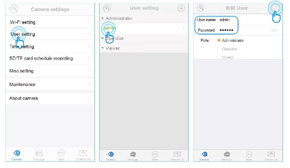 Change Username and password