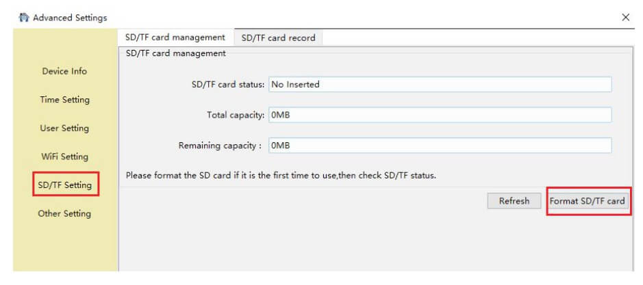 SD:TF Setting