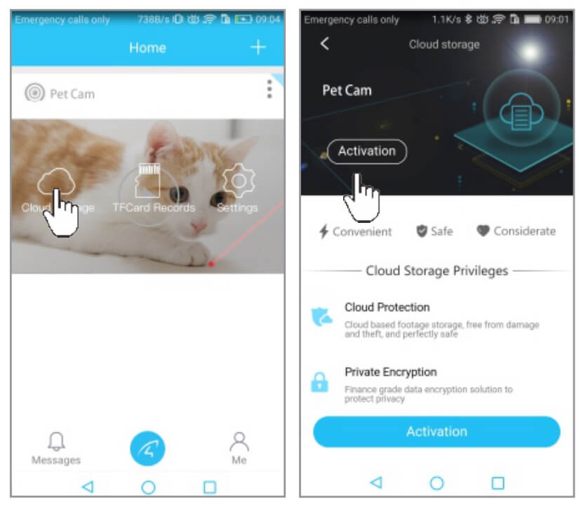 How to activate the cloud storage service?
