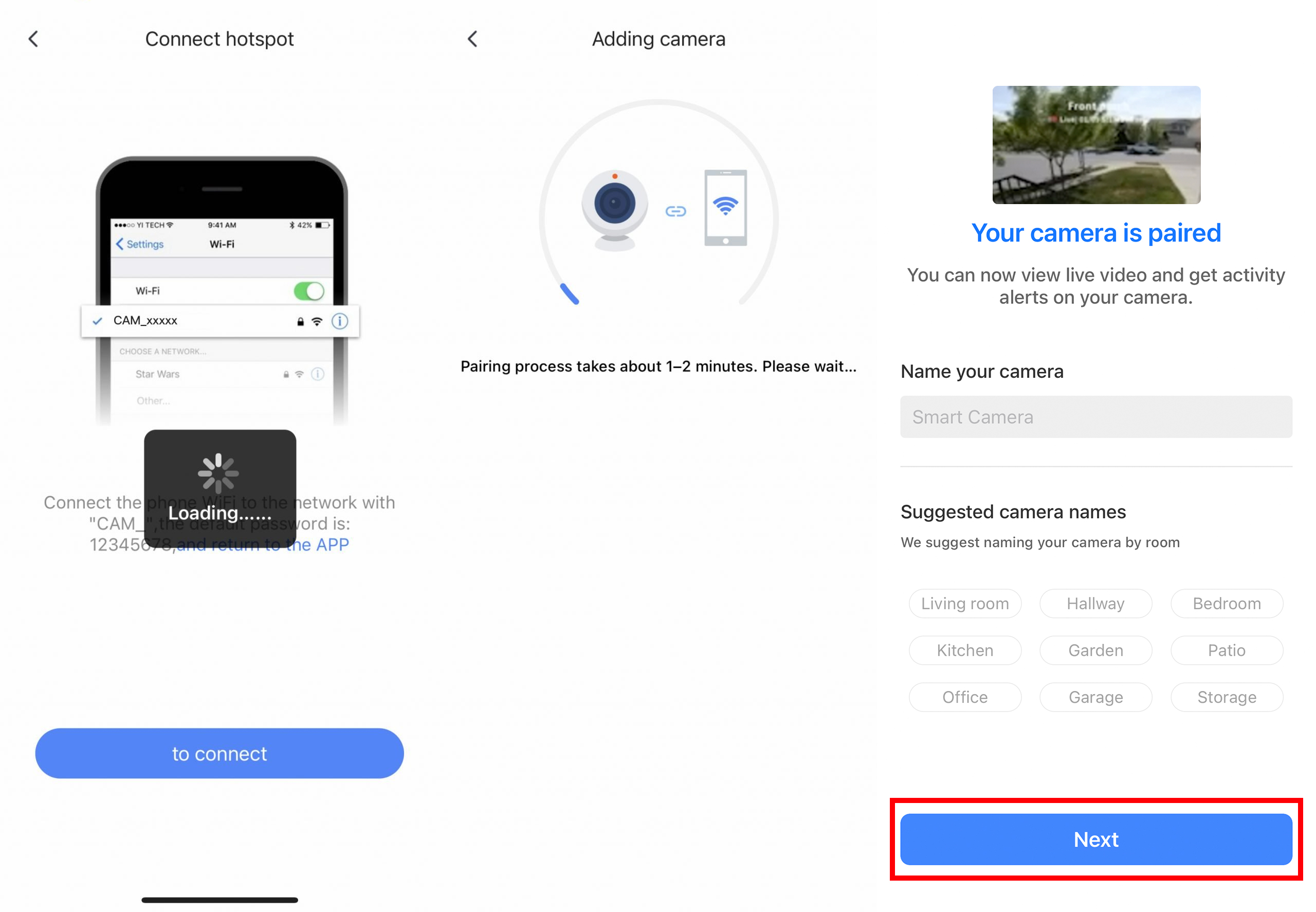 Add camera- Hotspot config to wifi