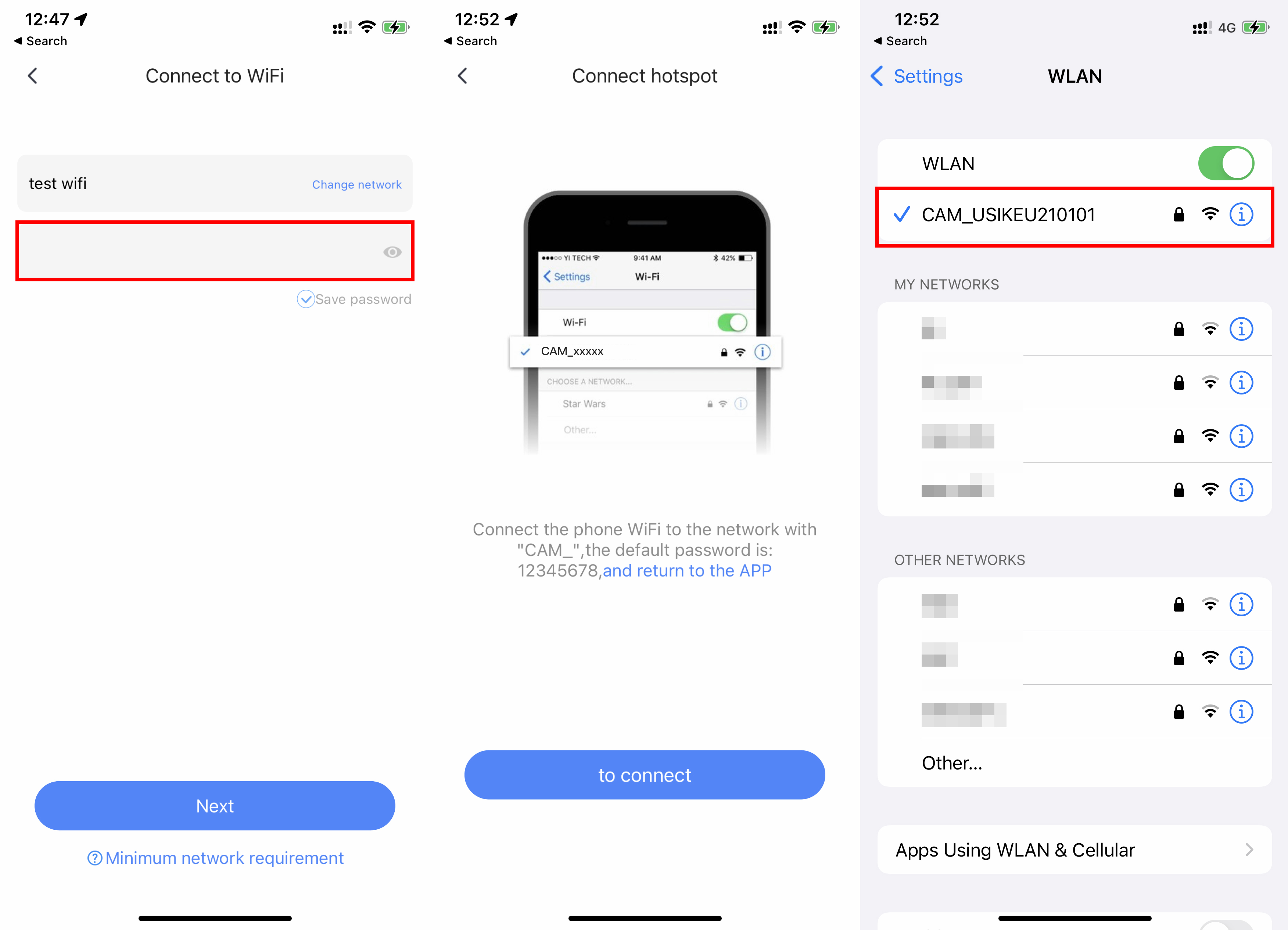 Add camera- Hotspot config to wifi