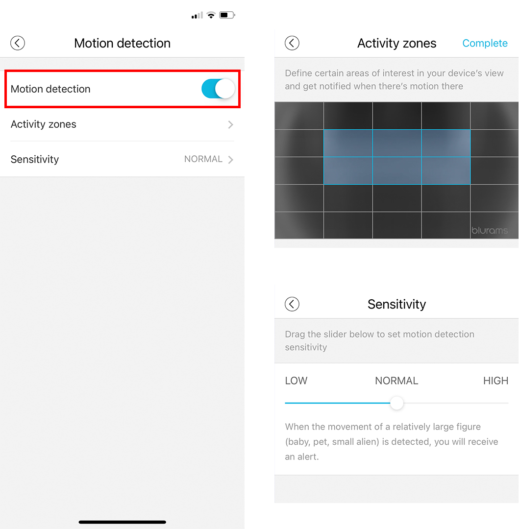 Set up motion detection