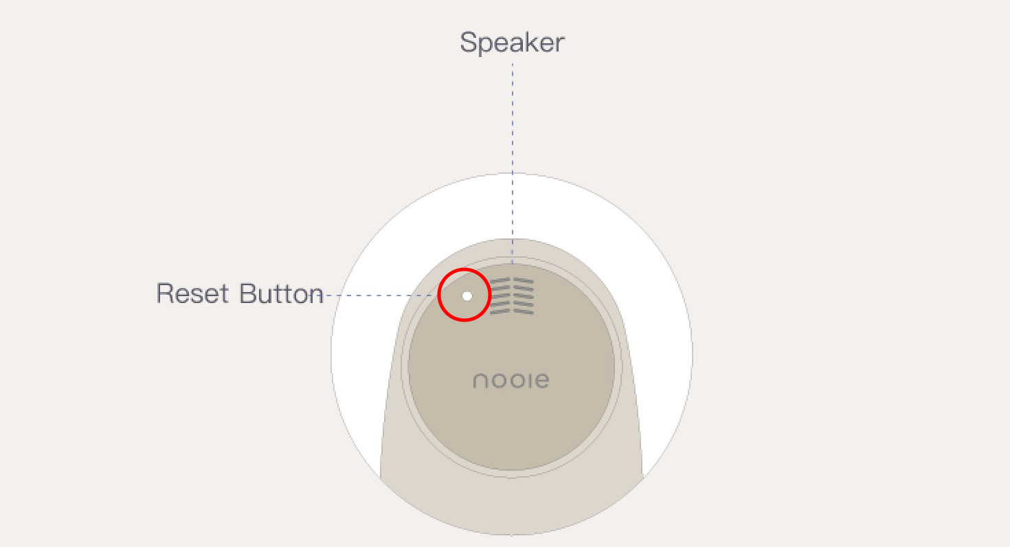 Nooie Indoor Cam and Nooie Baby Cam reset button next to Speaker