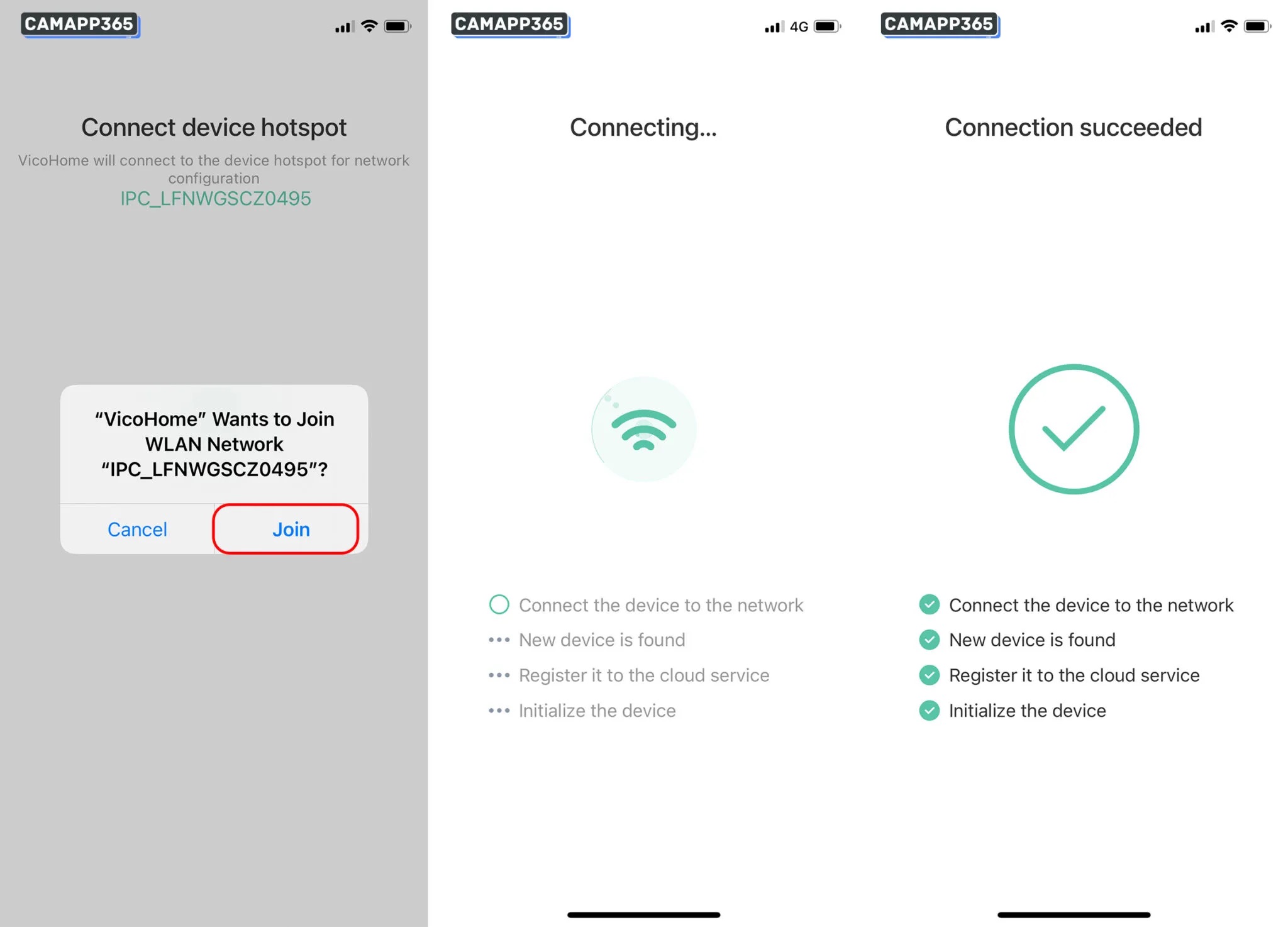 Click Join, and then wait for the GMK camera to connect to Wi-Fi, which takes about 1-2 minutes.