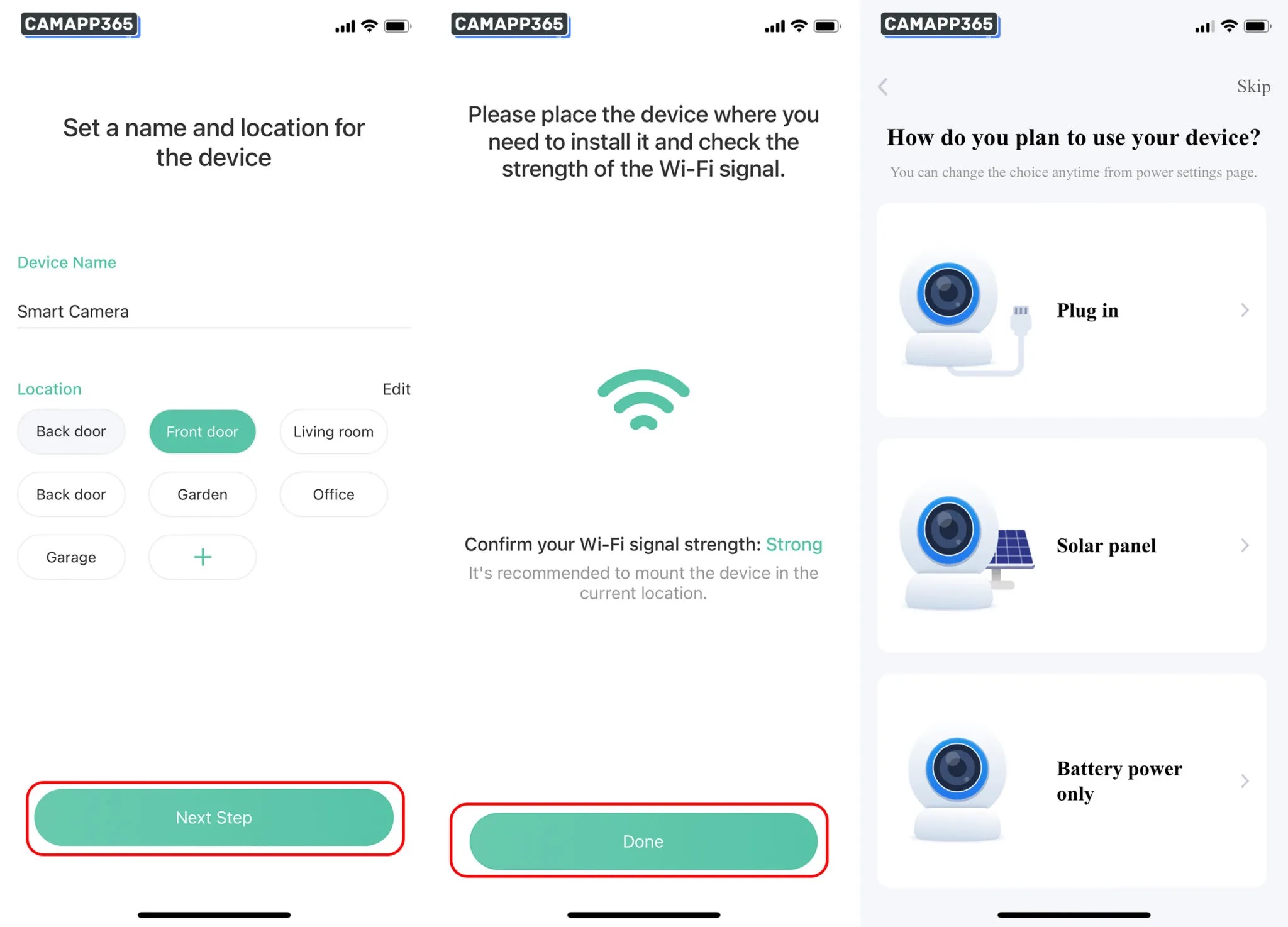 After successfully connecting the GMK camera, set a name for it and then click Next Step. The VicoHome app will test the Wi-Fi signal at the camera’s current location. If the signal appears weak, it’s recommended to enhance the Wi-Fi signal or change the location.