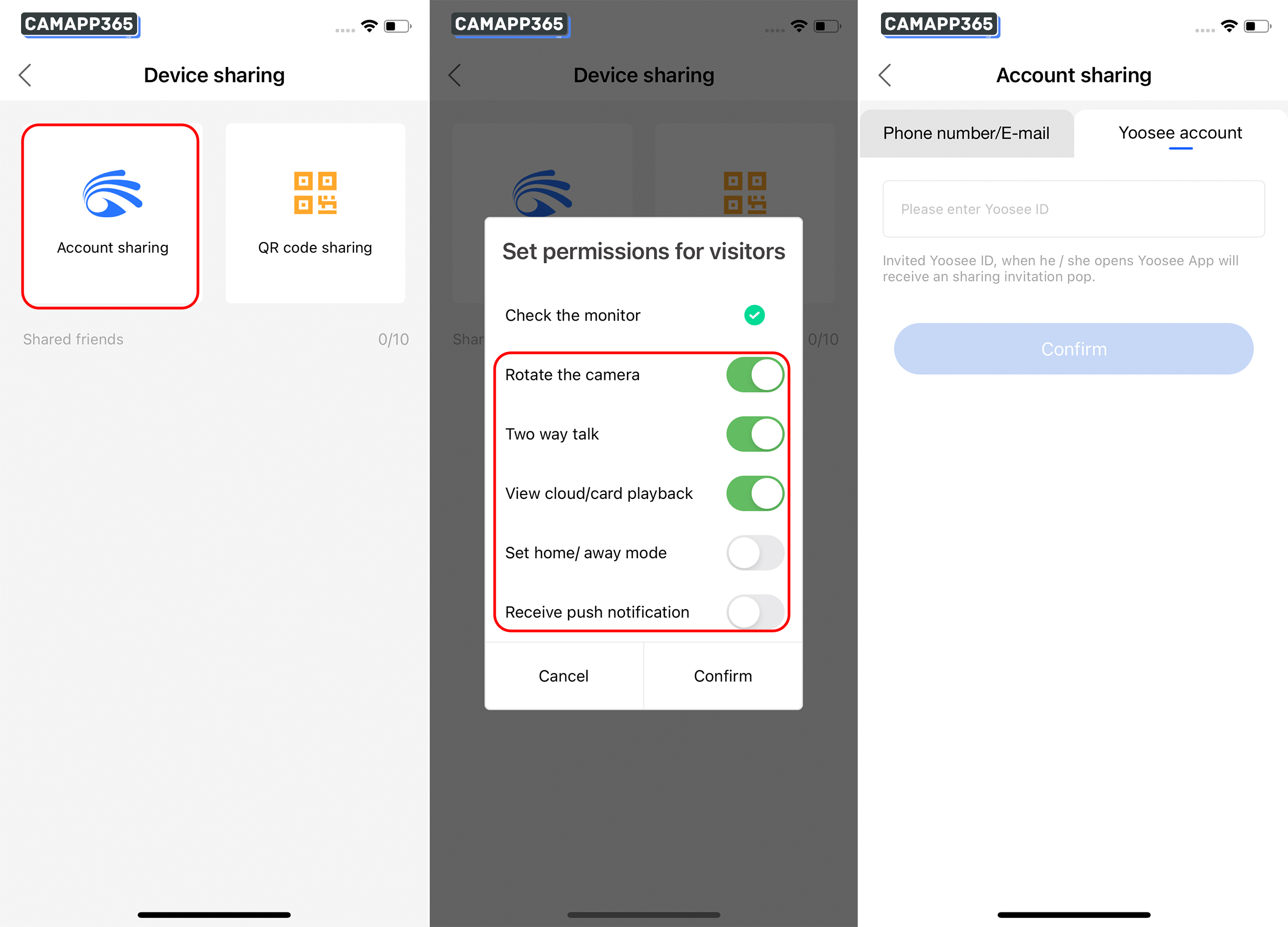 Account sharing - Share Yoosee Camera