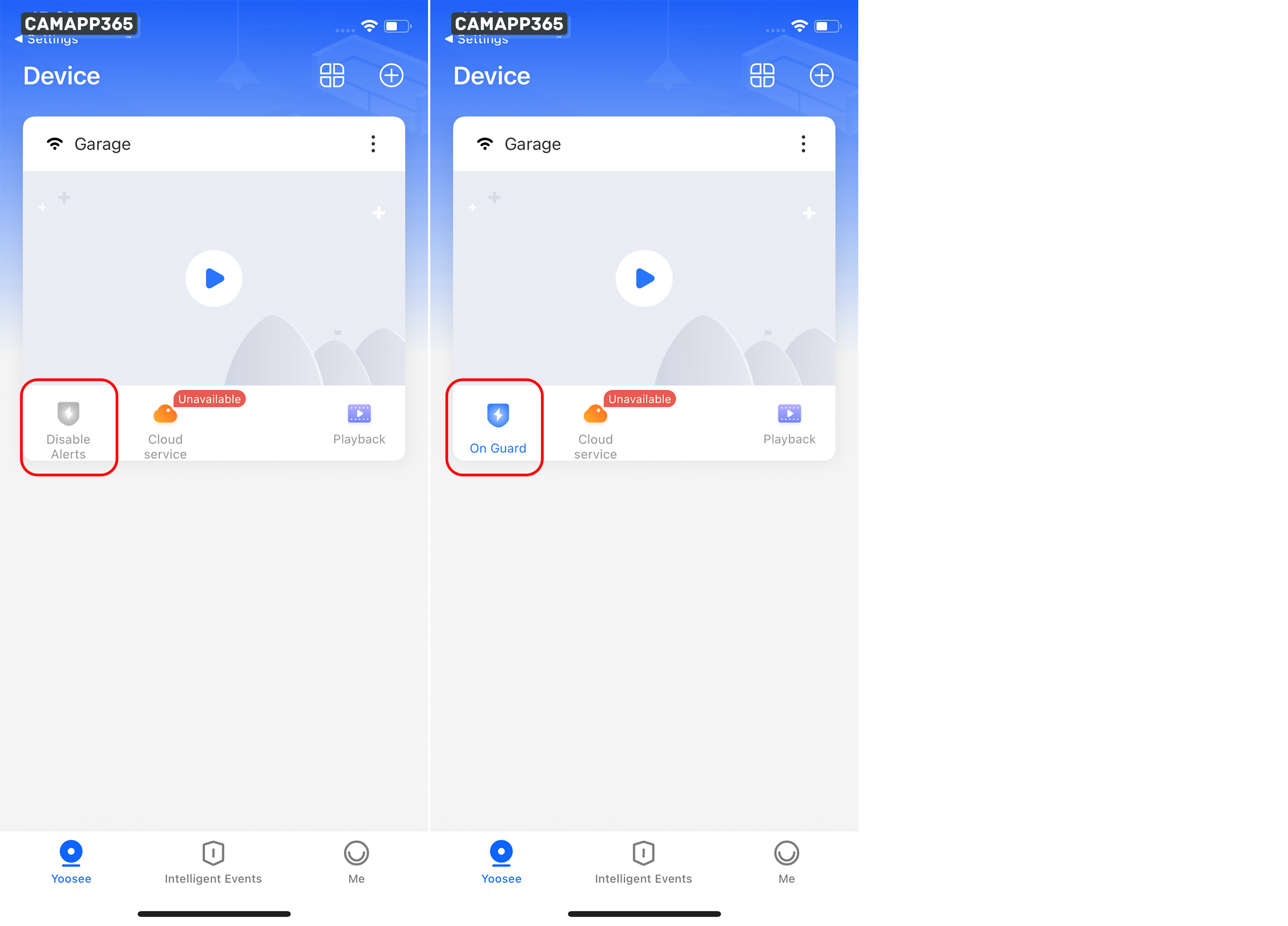 Motion detection settings