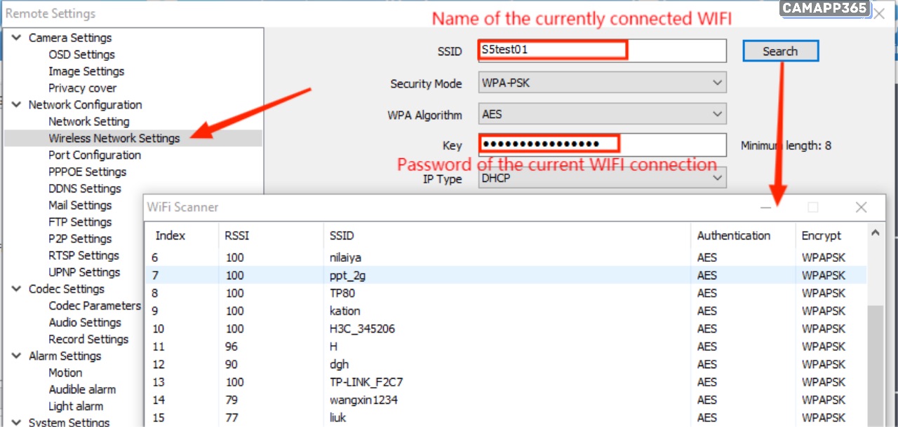WiFi settings